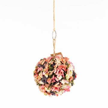 Hängende Trockenblumen Kugel ZOA mit Schlaufe, rosa-lila, Ø14,5cm