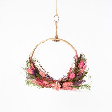 Trockenblumenkranz GALENO auf Ring, pink-lila, 36,5cm, Ø30cm