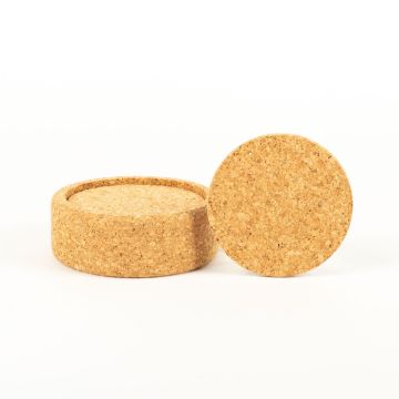 Runder Glasuntersetzer Kork HALINA mit Halter, 6 Stück, natur, Ø9cm, Stärke 0,5cm