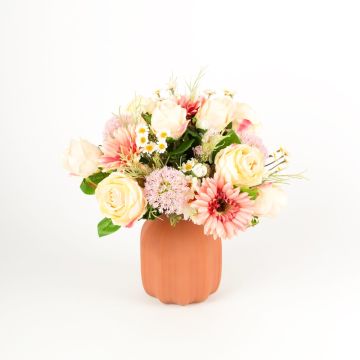 Udos Choice: Klassischer Blumenstrauß VELORA, creme-rosa, 35cm, Ø35cm