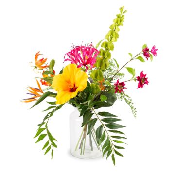 Künstlicher Blumenstrauß Sommer MOANI, gelb-orange-pink, 60cm, Ø40cm
