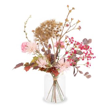 Künstlicher Blumenstrauß Herbst PHILLIS, rosa-pink-braun, 65cm, Ø40cm