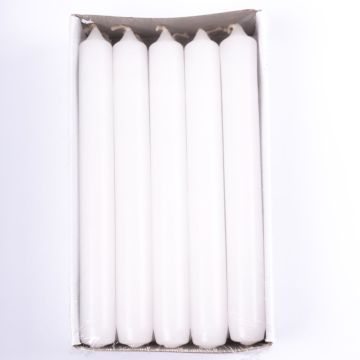 Tafelkerze CHARLOTTE, 10 Stück, weiß, 18,5cm, Ø2,1cm, 6,5h - Made in Germany