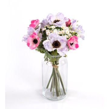 Kunst Anemonenstrauß AIMEE Gänseblümchen, lila-rosa, 30cm, Ø20cm