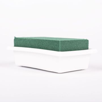 Rechteckige Nasssteckmasse Schale MOMOKO für Blumengestecke, grün-weiß, 12,5x8,5x4,5cm