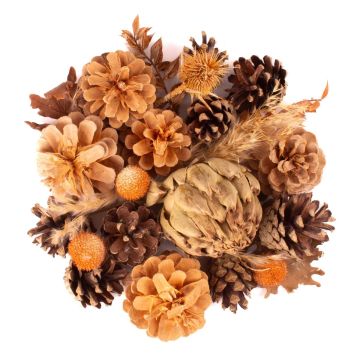 Herbstliche Streudeko YIDU, Tannenzapfen, Trockenzweige, braun-orange-grün, 250g
