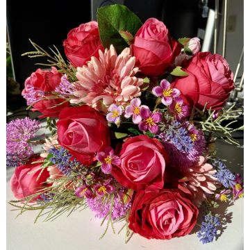 Udos Choice: Klassischer Blumenstrauß VELORA, pink-rosa, 35cm, Ø35cm